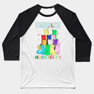 COLORED CATS NEURODIVERSITY Baseball T-Shirt